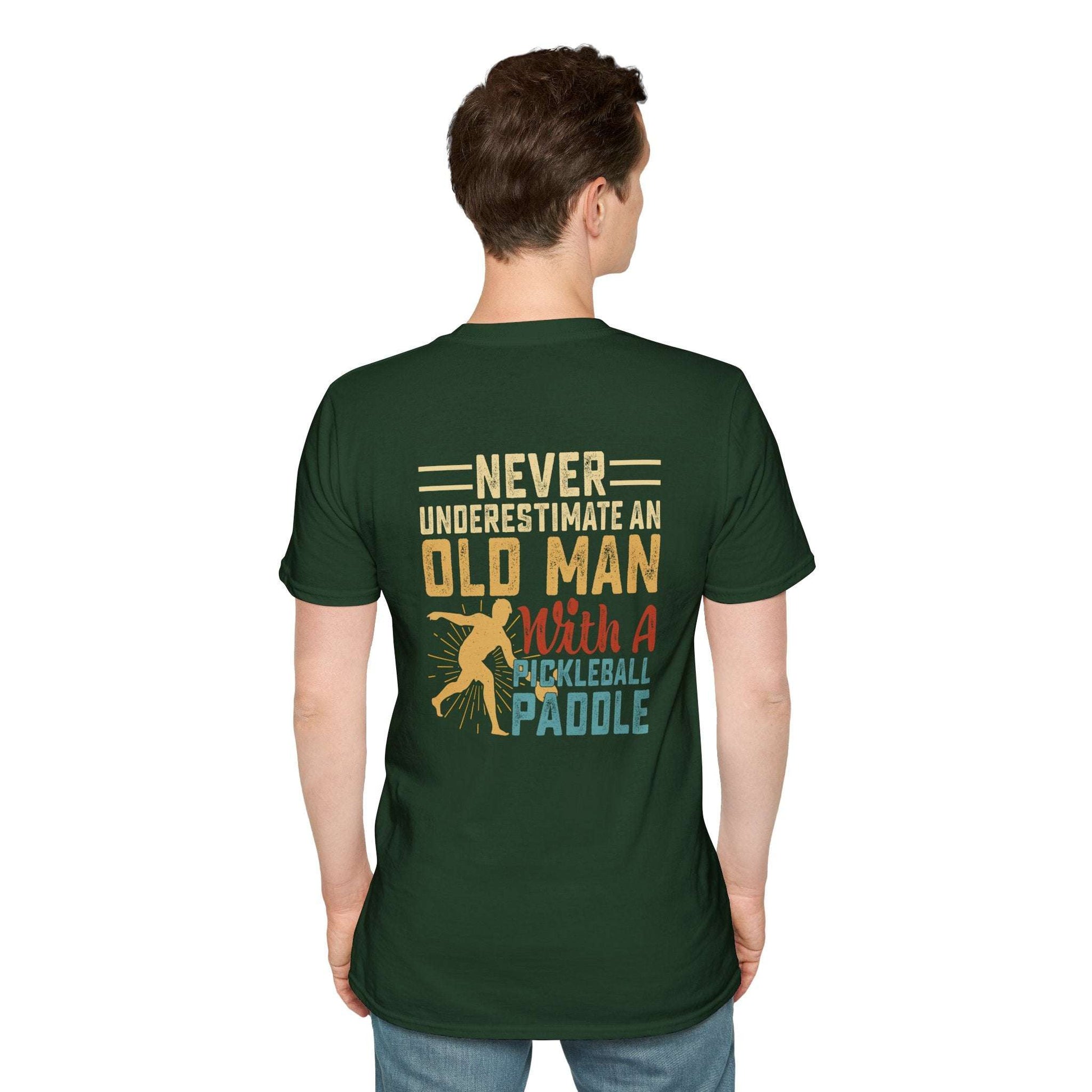Men's Funny Pickleball T-shirt - Never Underestimate an Old Man