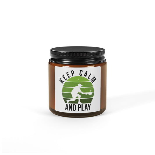Pickleball Delightful Candle - Keep Calm and Play Amber
