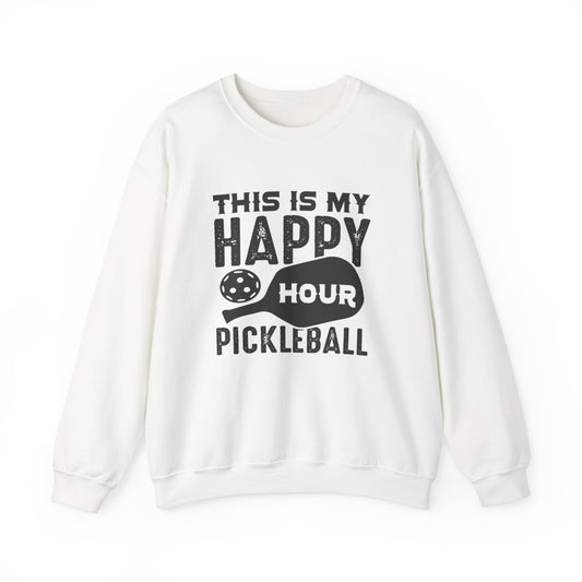 Women's Pickleball Sweatshirt - This is My Happy Hour Pickleball White