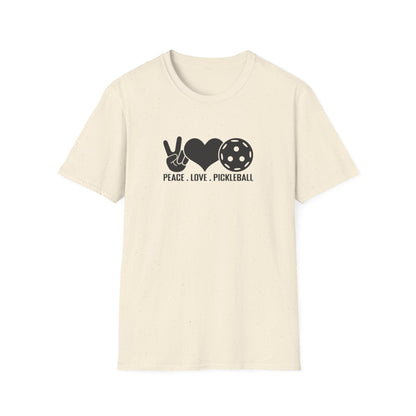 Women's Stylish Pickleball T-shirt - Peace, Love, Pickleball Beige
