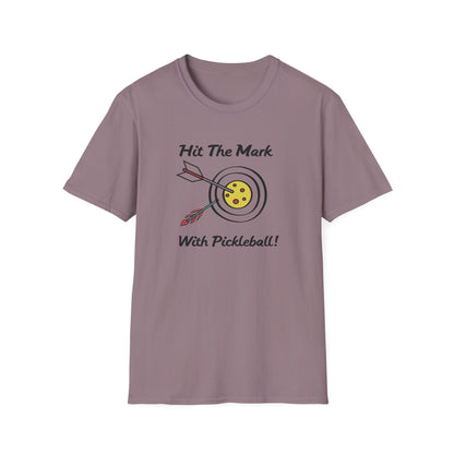 Men's Quirky Pickleball T-shirt - Hit the Mark with Pickleball Purple