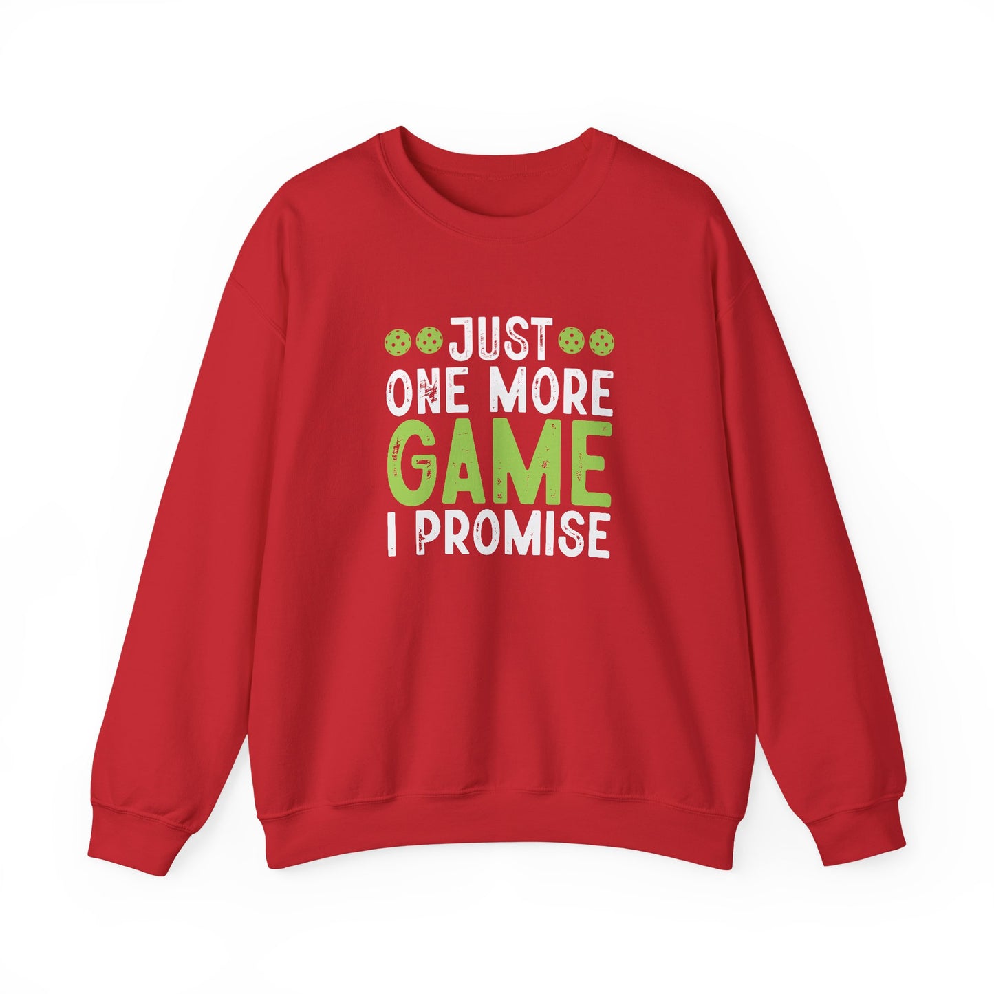 Men's Durable Pickleball Sweatshirt - Just One More Game I Promise Red