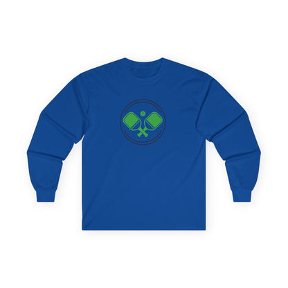Women's Soft Pickleball Long Sleeves top - Double Paddle Logo Royal