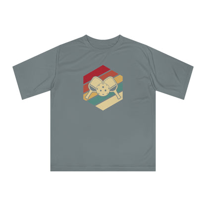 Men's Comfy Pickleball T-shirt - Paddle and Ball Retro Grey
