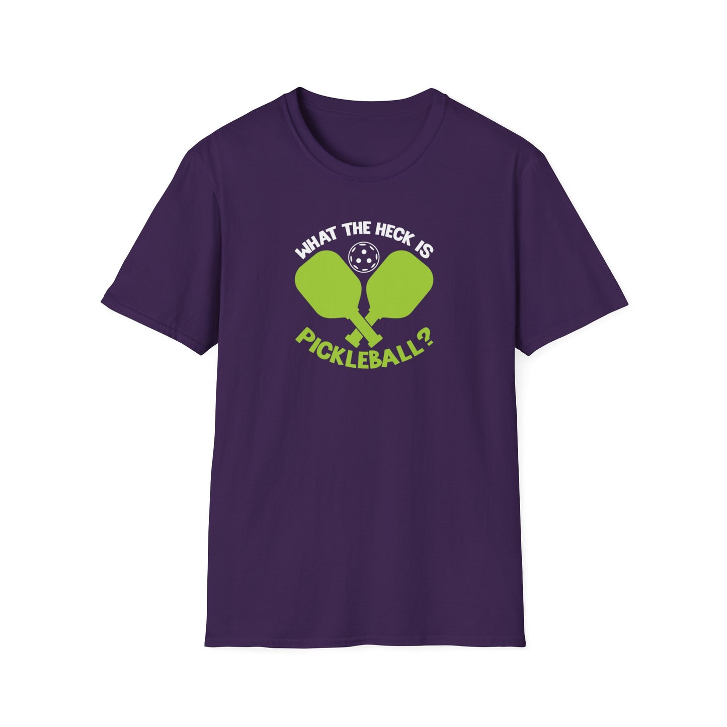 Women's Funny Pickleball T-shirt - What the Heck Is Pickleball? Purple