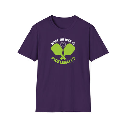 Women's Funny Pickleball T-shirt - What the Heck Is Pickleball? Purple