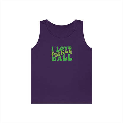 Women's Energetic Pickleball Tank Top - I Love Pickleball Purple