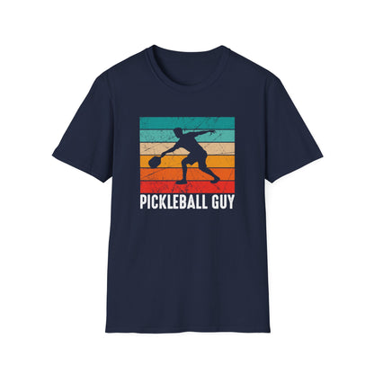 Men's Eye-Catching Pickleball T-shirt - Pickleball Guy Retro Navy