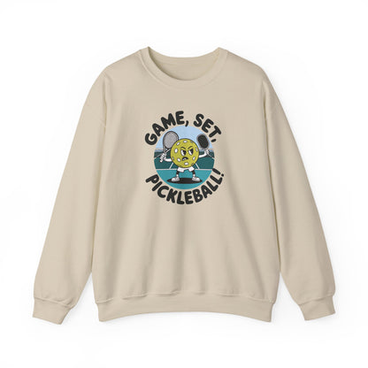 Men's Durable Pickleball Sweatshirt - Game, Set, Pickleball Beige