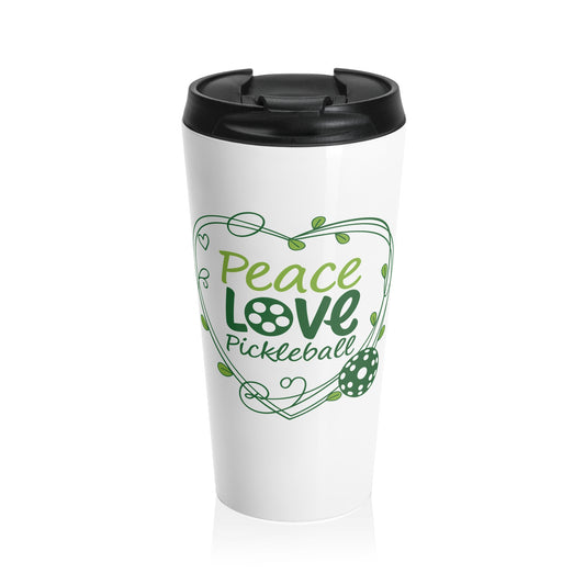 Pickleball Stylish Travel Mug - Peace Love Pickleball White