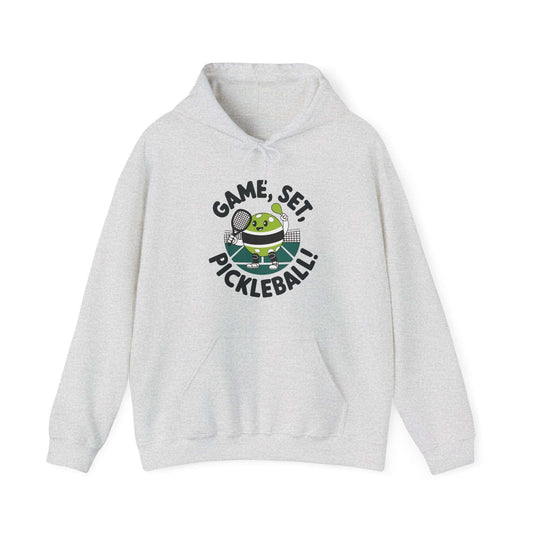 Men's Cute Pickleball Hoodie - Game, Set, Pickleball Grey