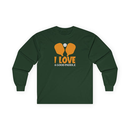 Men's Comfy Pickleball Long Sleeves top - I Love a Good Paddle Green