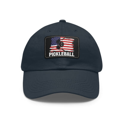 Pickleball Unique Cap - Pickleball with American Flag Navy