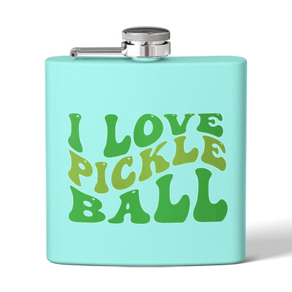 Pickleball Cute Flask - I Love Pickleball Teal