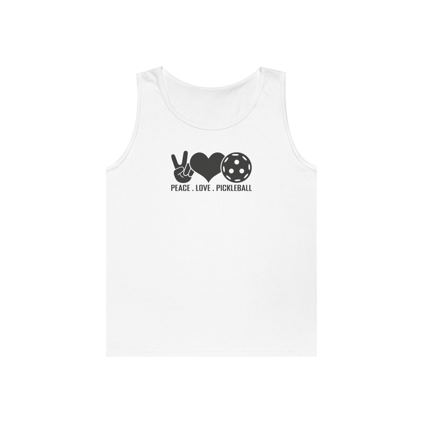 Women's Stylish Pickleball Tank Top - Peace, Love, Pickleball White