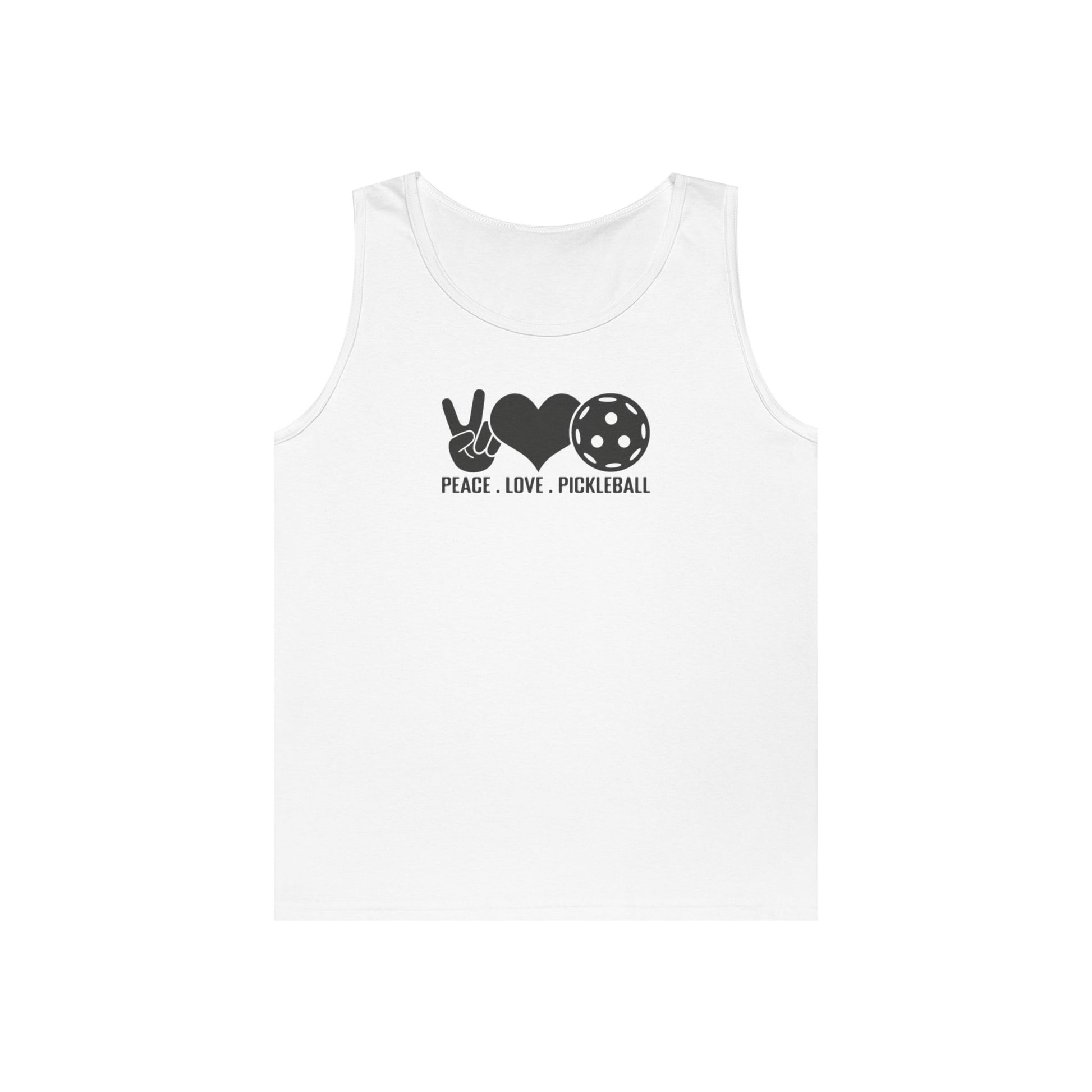 Women's Stylish Pickleball Tank Top - Peace, Love, Pickleball White