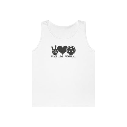 Women's Stylish Pickleball Tank Top - Peace, Love, Pickleball White