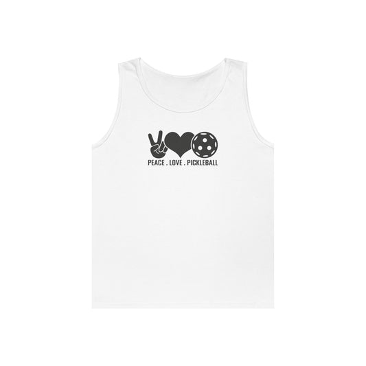 Women's Stylish Pickleball Tank Top - Peace, Love, Pickleball White