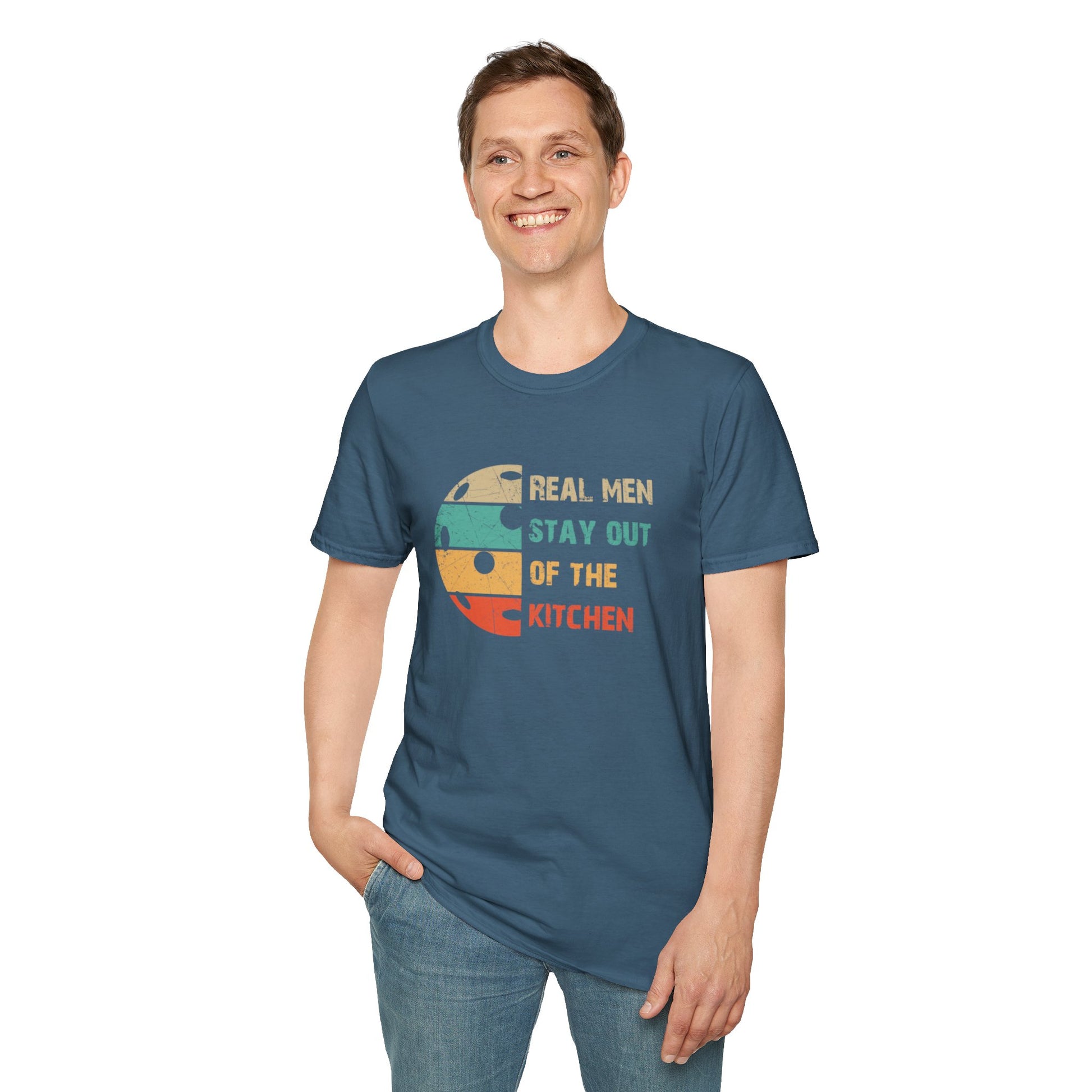Men's Cool Pickleball T-shirt - Real Men Stay Out Of The Kitchen Retro