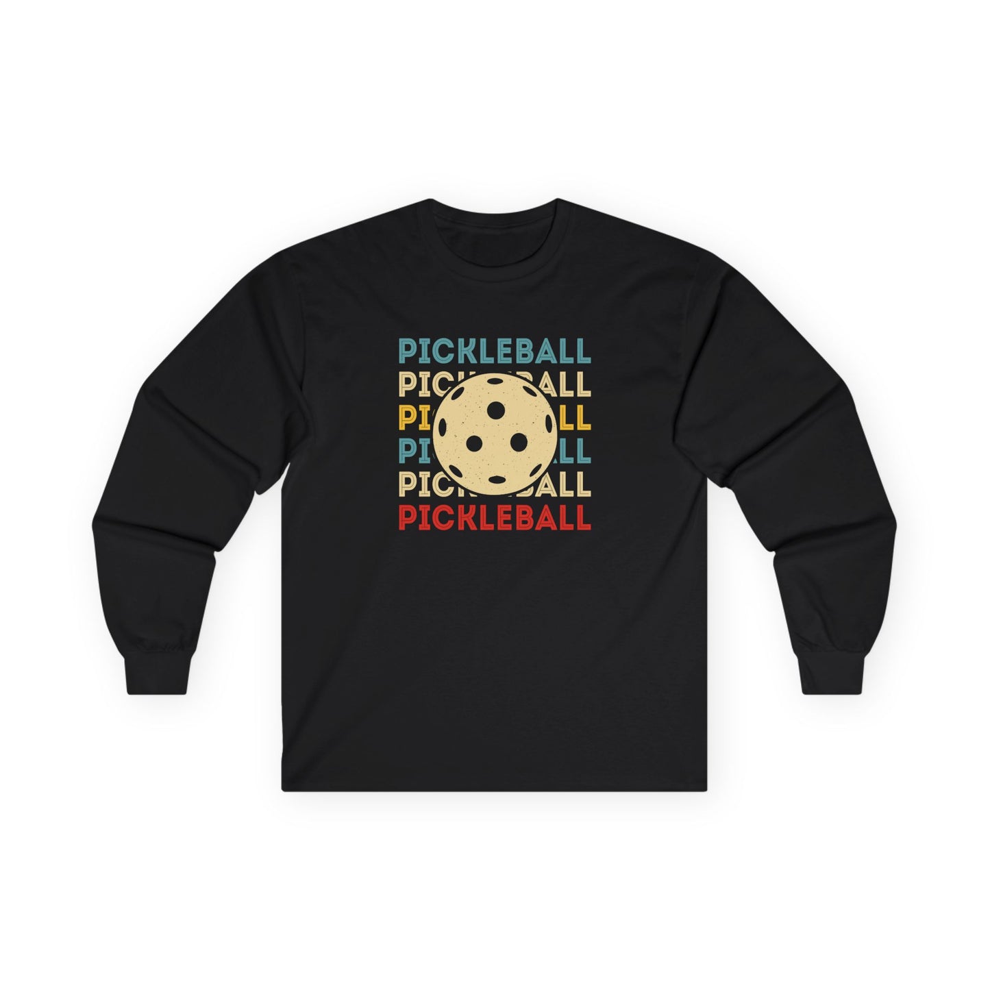 Men's Quirky Pickleball Long Sleeves top - Pickleball and Ball Black