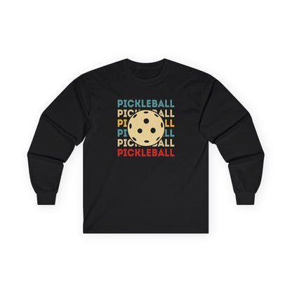 Men's Quirky Pickleball Long Sleeves top - Pickleball and Ball Black