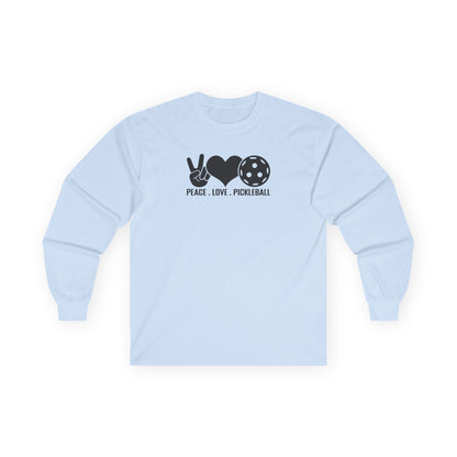 Men's Funny Pickleball Long Sleeves Top - Peace, Love, Pickleball S