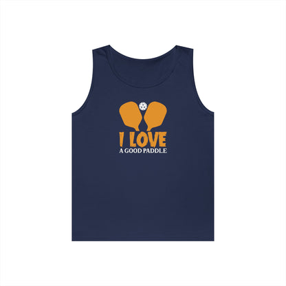 Women's Durable Pickleball Tank Top - I Love a Good Paddle Navy