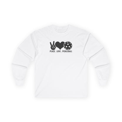 Men's Funny Pickleball Long Sleeves Top - Peace, Love, Pickleball S