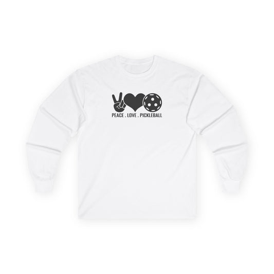 Men's Funny Pickleball Long Sleeves Top - Peace, Love, Pickleball S