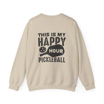 Men's Comfy Pickleball Sweatshirt - This Is My Happy Hour Pickleball