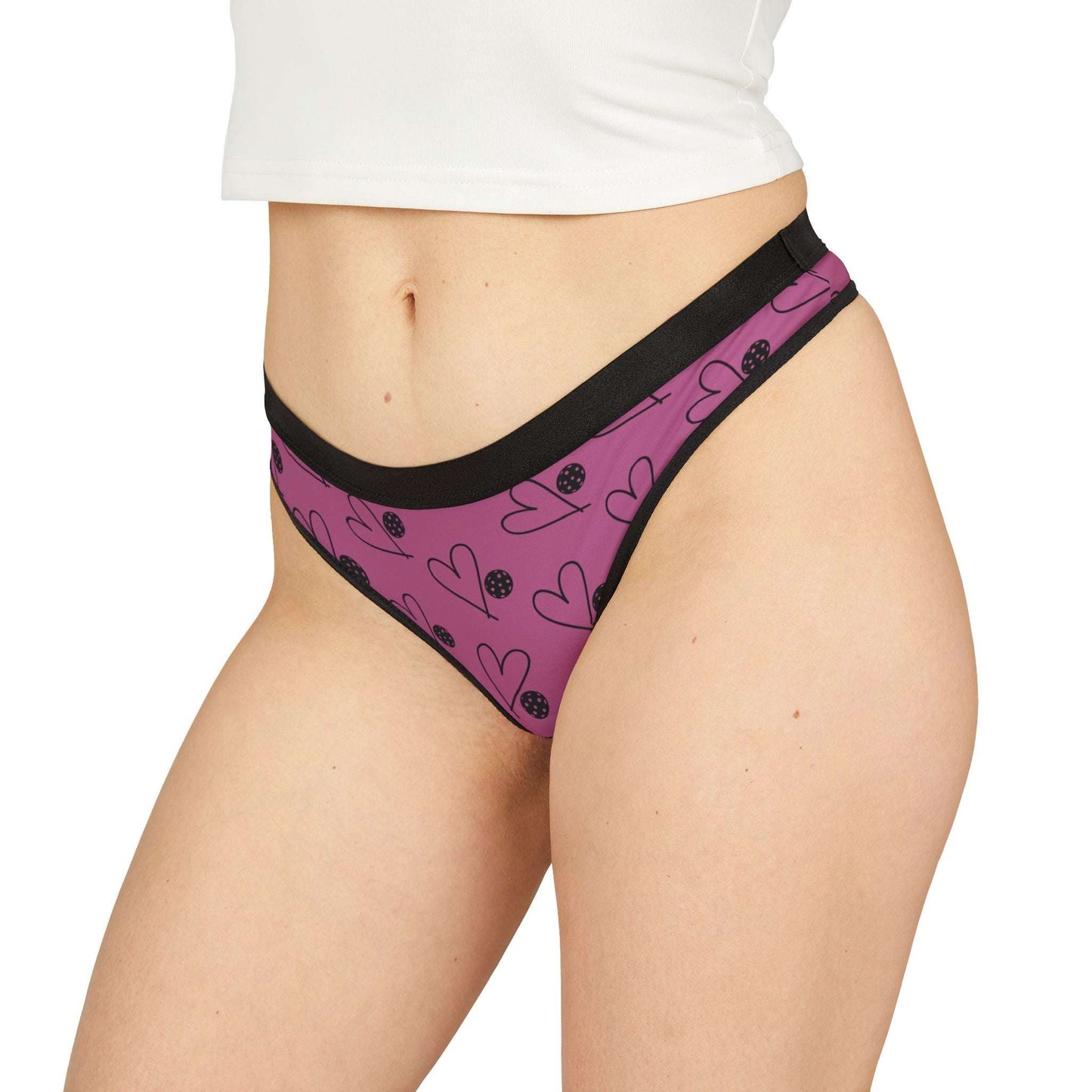 Women's Colorful Pickleball Thong - Heart and Ball