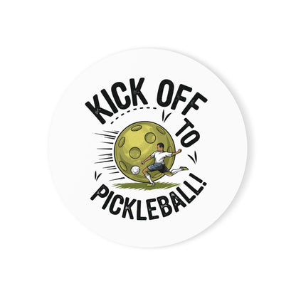 Pickleball Stylish Cork Coaster - Kick Off to Pickleball Round