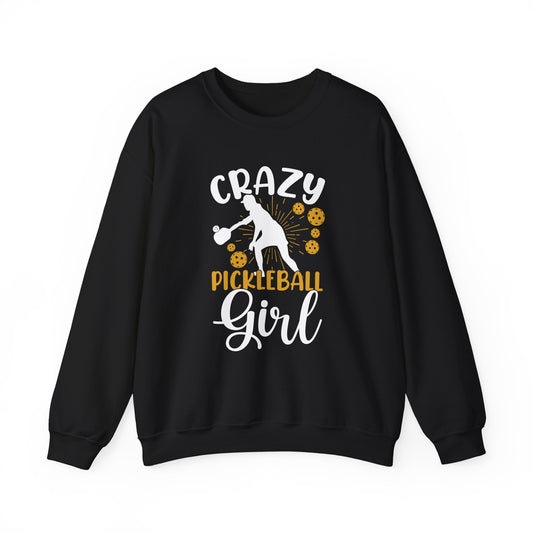 Women's Durable Pickleball Sweatshirt - Crazy Pickleball Girl Black