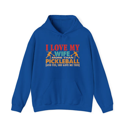 Men's Funny Pickleball Hoodie - I Love My Wife More Than Pickleball Royal