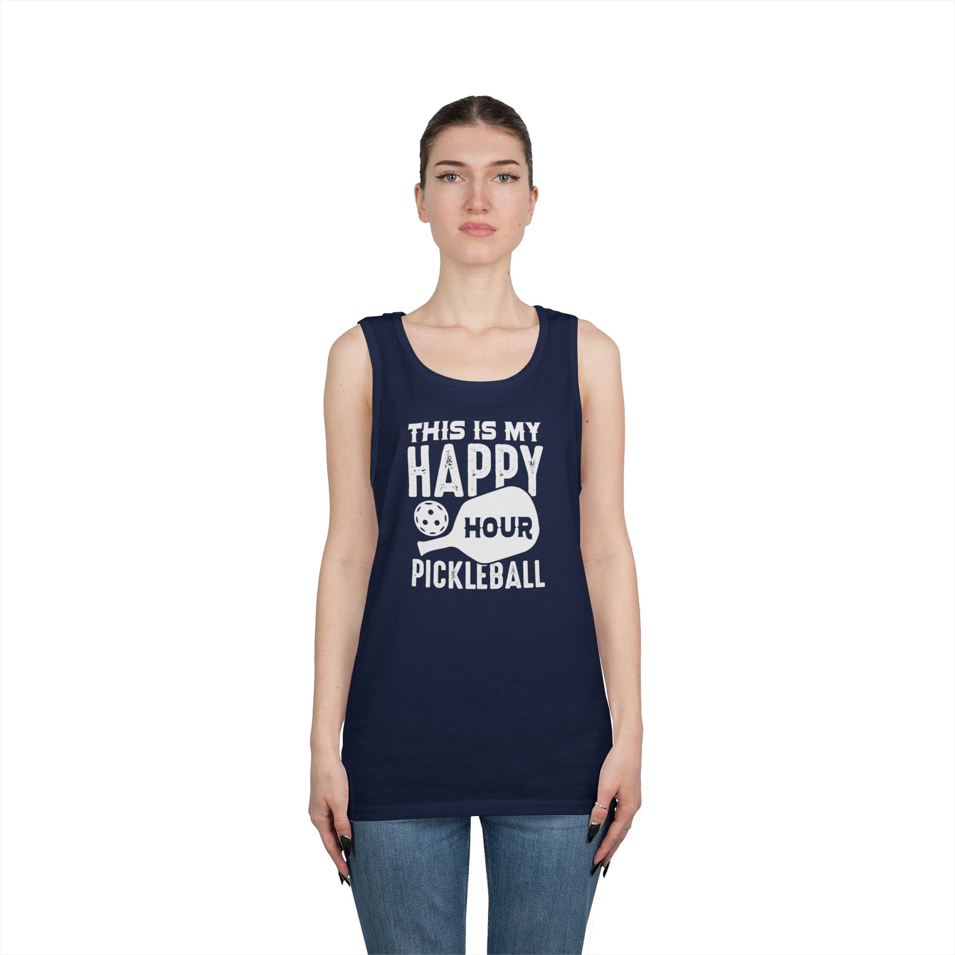 Women's Comfy Pickleball Tank Top - This Is My Happy Hour Pickleball