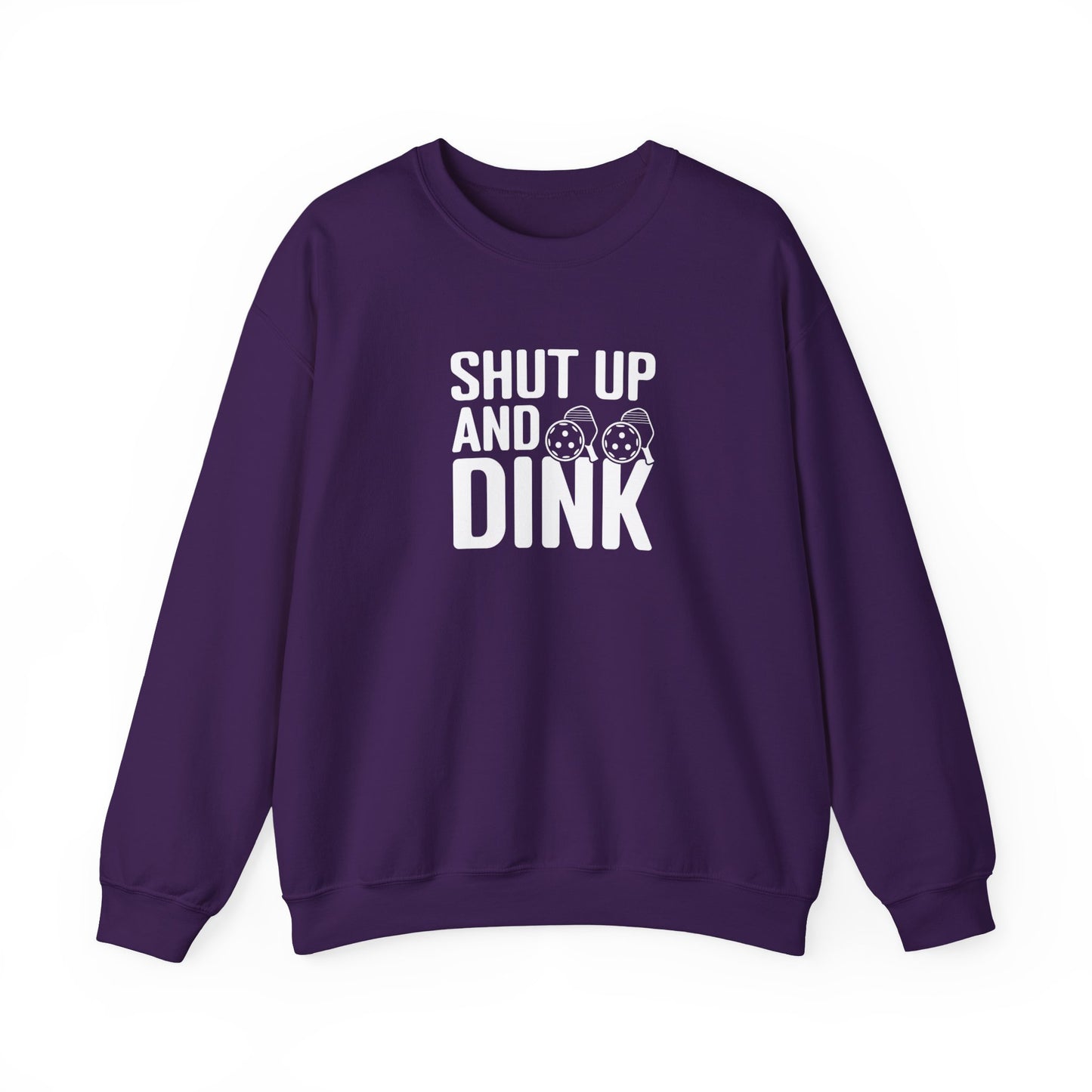 Men's Funny Pickleball Sweatshirt - Shut Up and Dink Purple