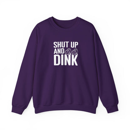 Men's Funny Pickleball Sweatshirt - Shut Up and Dink Purple