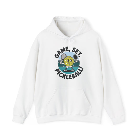 Women's Durable Pickleball Hoodie - Game, Set, Pickleball White