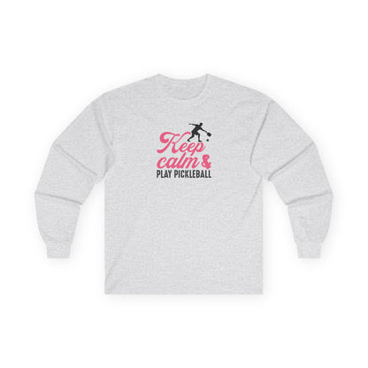 Women's Pickleball Long Sleeves top - Keep Calm & Play Pickleball Gray