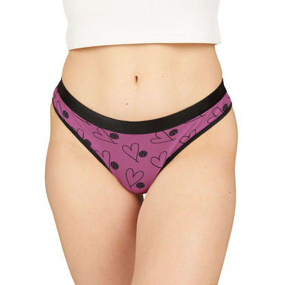 Women's Colorful Pickleball Thong - Heart and Ball