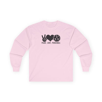 Men's Funny Pickleball Long Sleeves Top - Peace, Love, Pickleball S