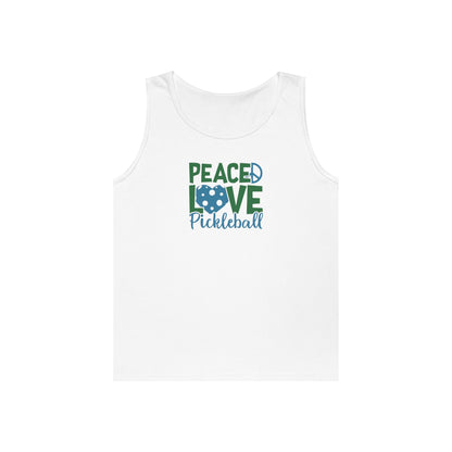 Women's Unique Pickleball Tank Top - Peace, Love, Pickleball White