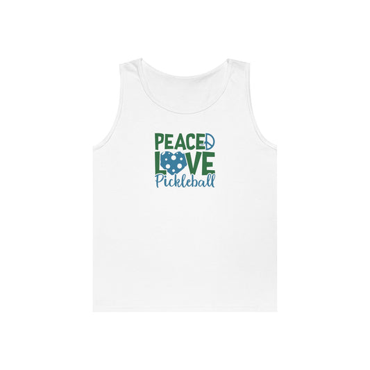 Women's Unique Pickleball Tank Top - Peace, Love, Pickleball White