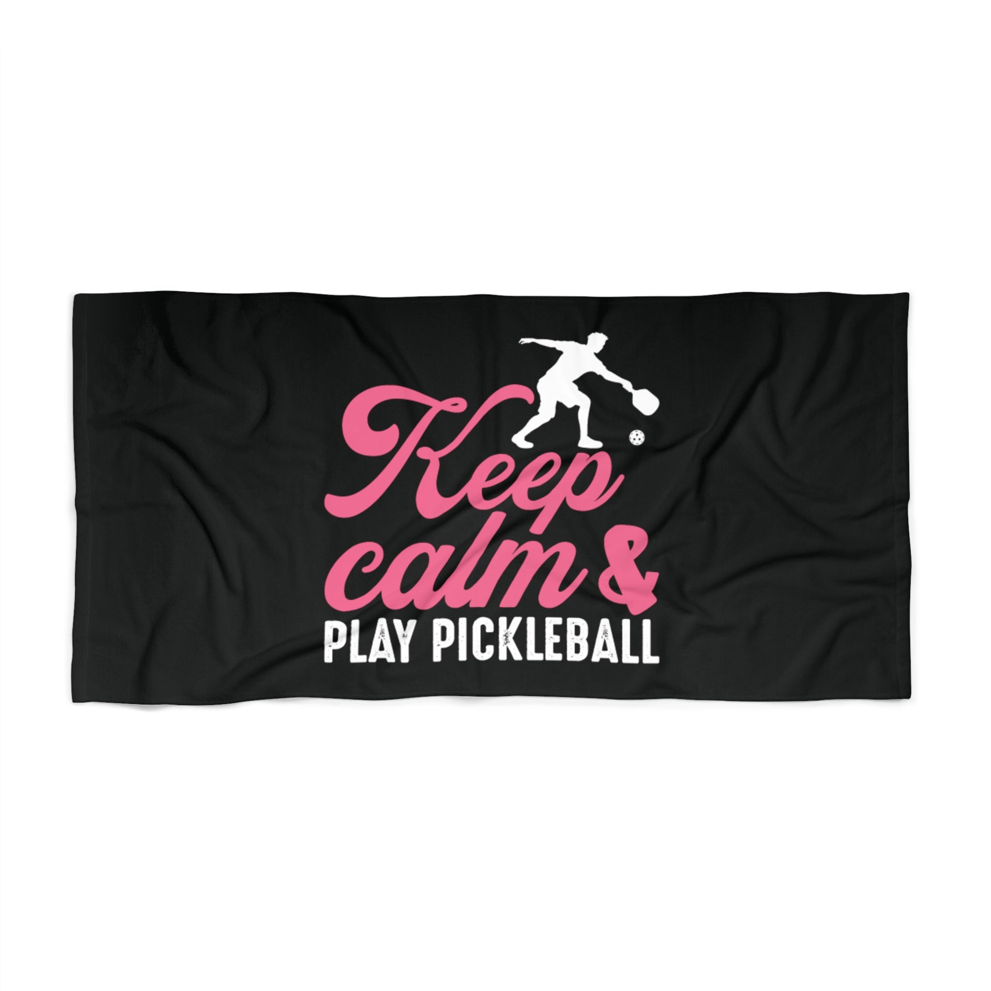 Pickleball Soft Beach Towel - Keep Calm & Play Pickleball Black