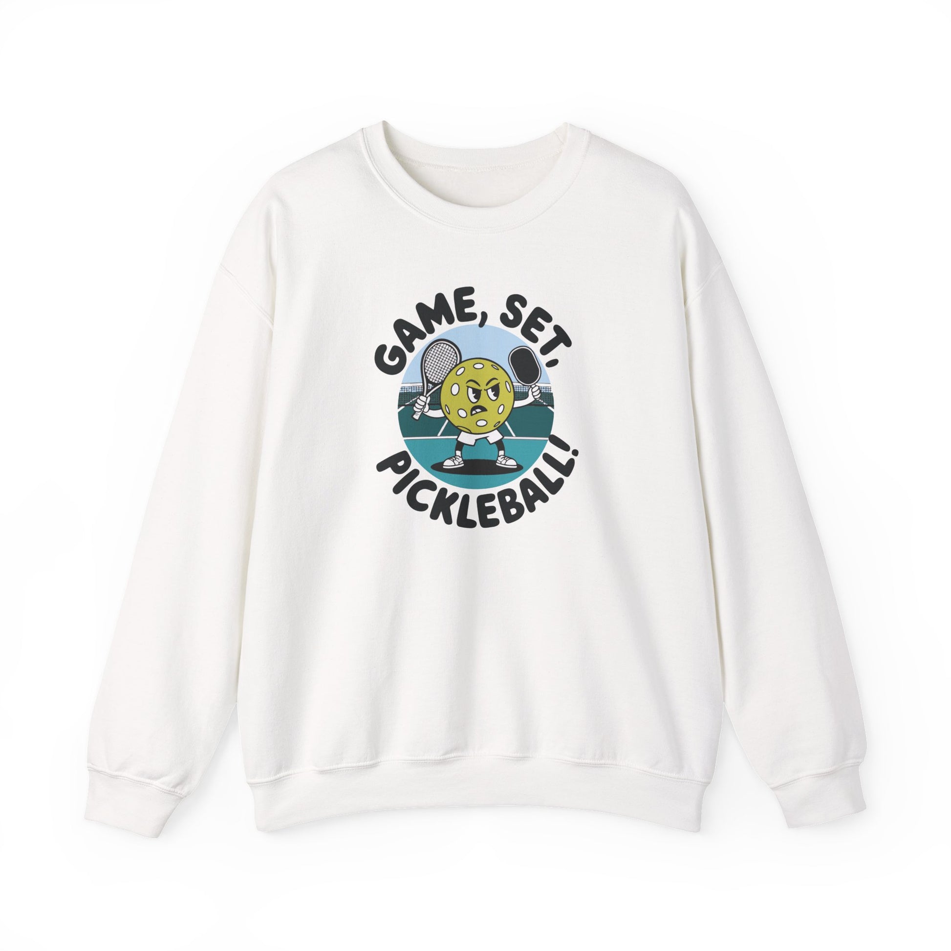 Men's Durable Pickleball Sweatshirt - Game, Set, Pickleball White