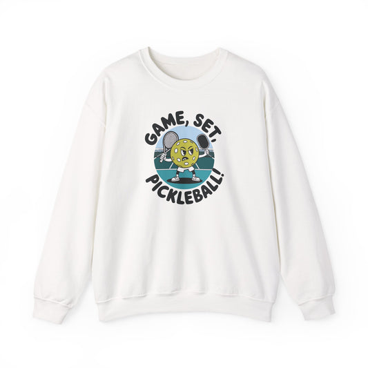 Men's Durable Pickleball Sweatshirt - Game, Set, Pickleball White