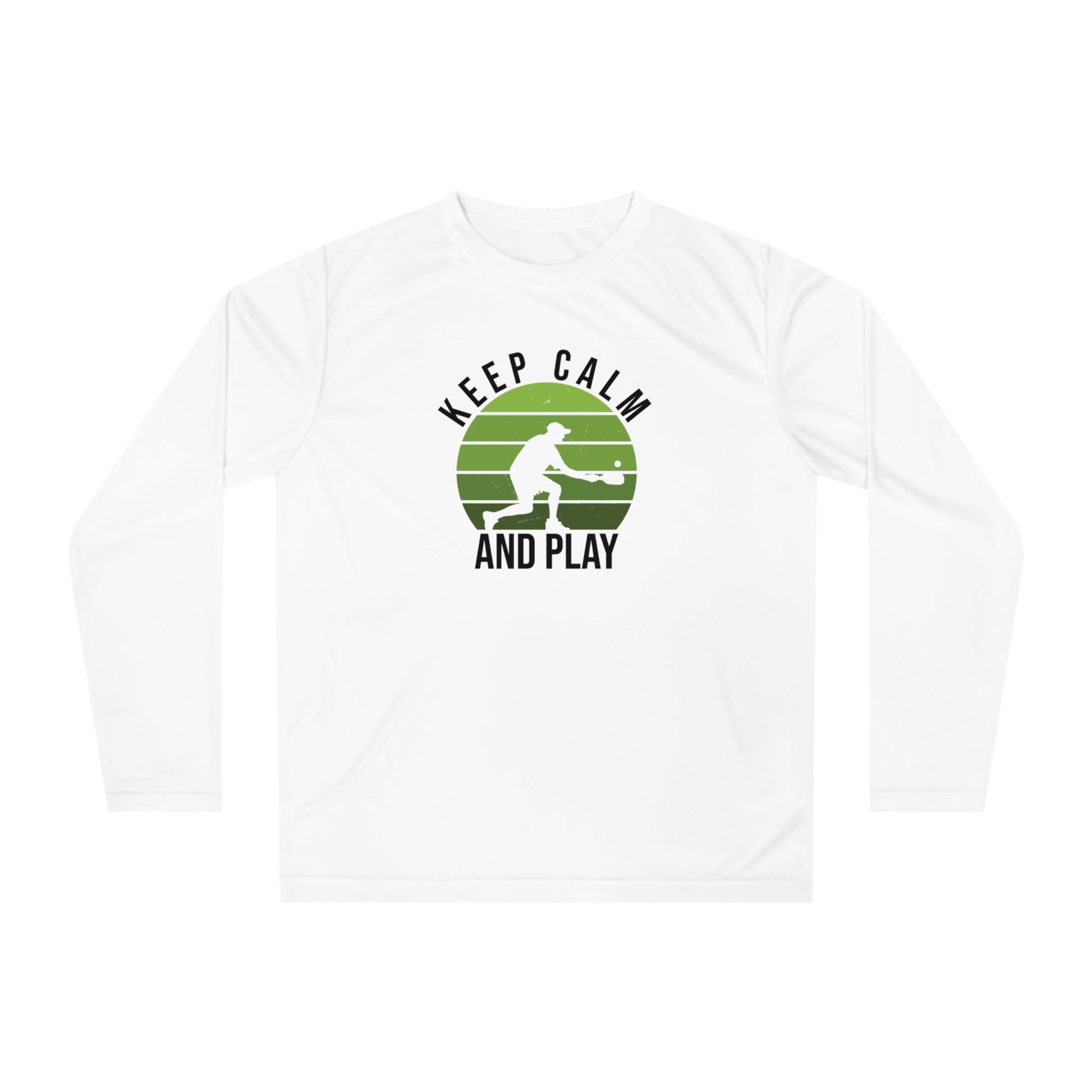 Men's Energetic Pickleball Long Sleeves top - Keep Calm and Play White