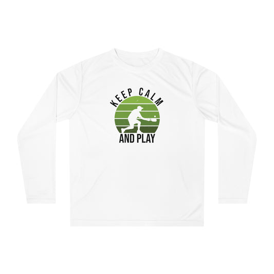 Men's Energetic Pickleball Long Sleeves top - Keep Calm and Play White