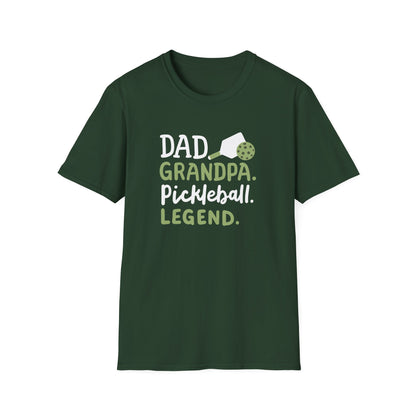 Men's Durable Pickleball T-shirt - Dad Grandpa Pickleball Legend Green