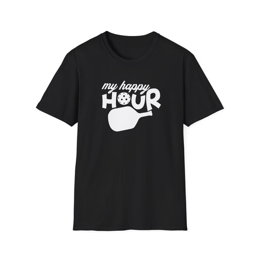 Men's Soft Pickleball T-shirt - My Happy Hour Black